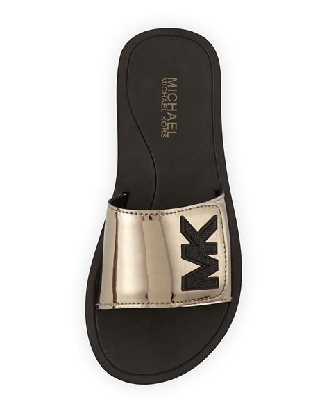 michael michael kors mk slide sandals|Michael Kors slip on sandals.